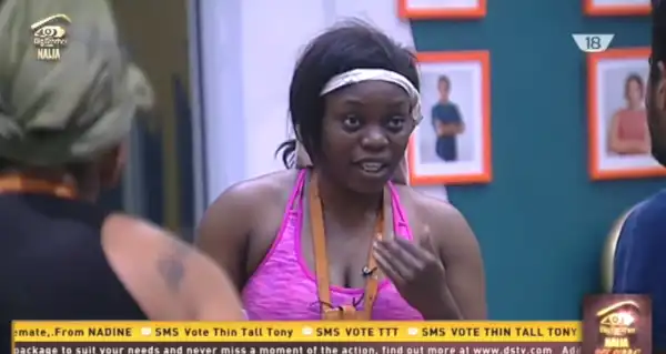 #BBNaija: Thin Tall Tony & Bisola Quarrel After He Mocked Her Big Teeth & Body